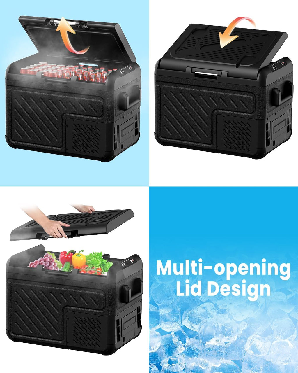 SubSun Portable Car Refrigerator, Car Refrige(-8℉~68℉), Electric Compressor Cooler 12V/24V DC and 110-220V AC for Camping, Road Trip, Boat, Skincare, Outdoor and Home (53 Quart)