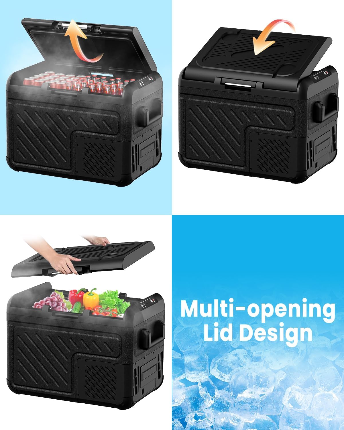SubSun Portable Car Refrigerator, Car Refrige(-8℉~68℉), Electric Compressor Cooler 12V/24V DC and 110-220V AC for Camping, Road Trip, Boat, Skincare, Outdoor and Home (53 Quart)