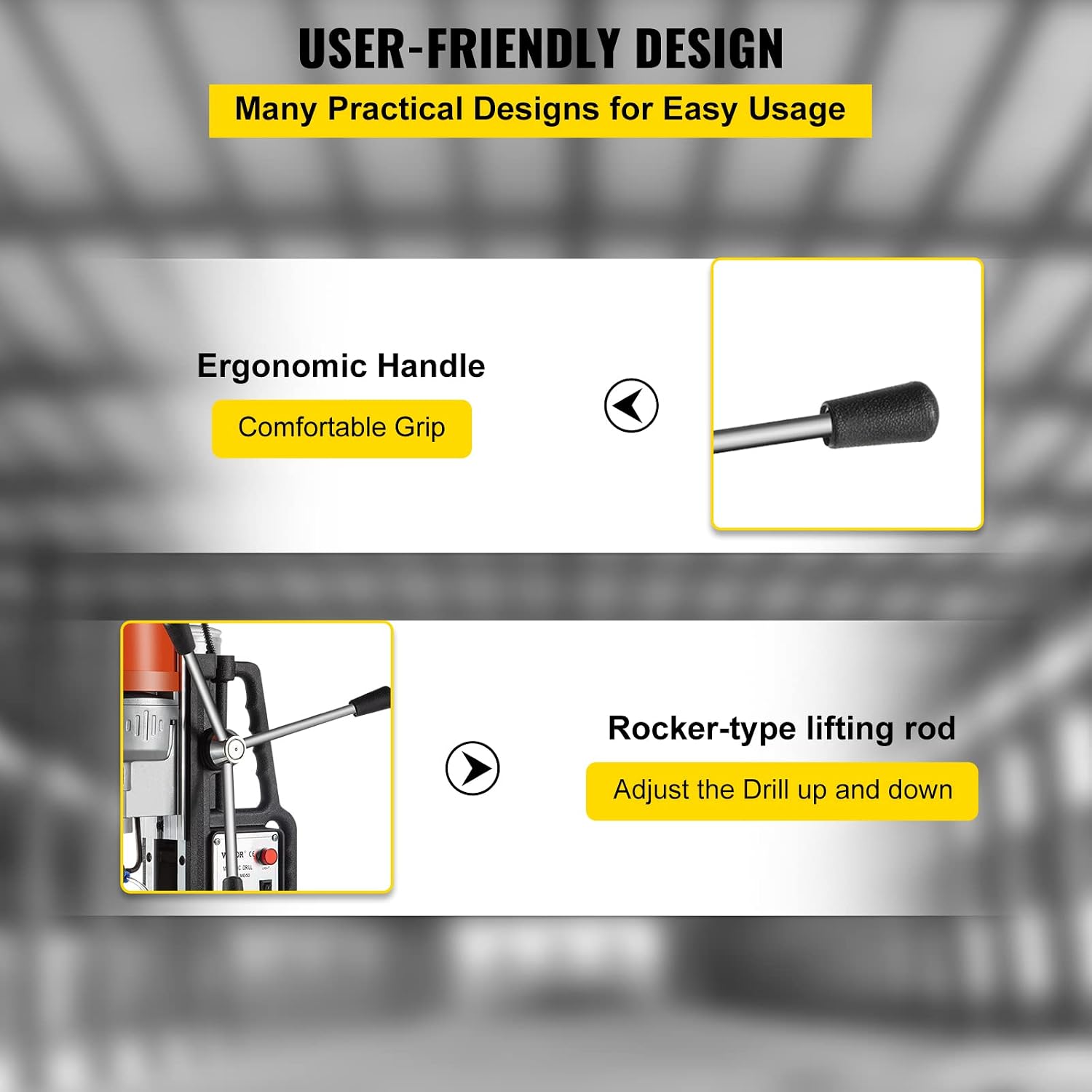 VEVOR 1680W MD50 Magnetic Drill 300 RPM Spindle Speed Electric Magnetic Drilling System with 2 Inch Boring Diameter and 2900 LBS Magnet Force