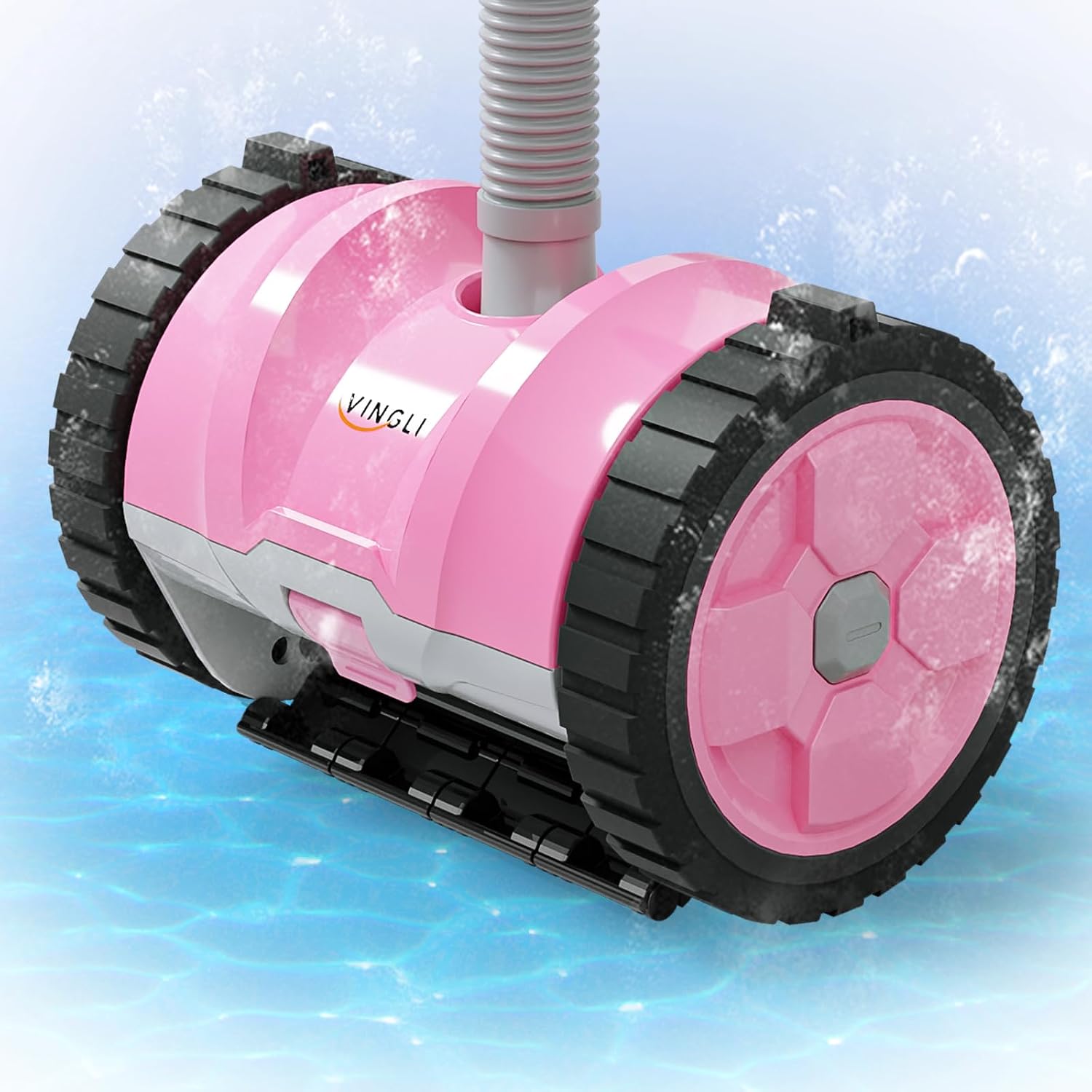 VINGLI Automatic Pool Cleaner for Inground Pools – Suction-Side Pool Vacuum with Powerful Wall-Climbing, 40FT Tangle-Free Hose, Ultra-Quiet Operation – Comfort Pink & Gray