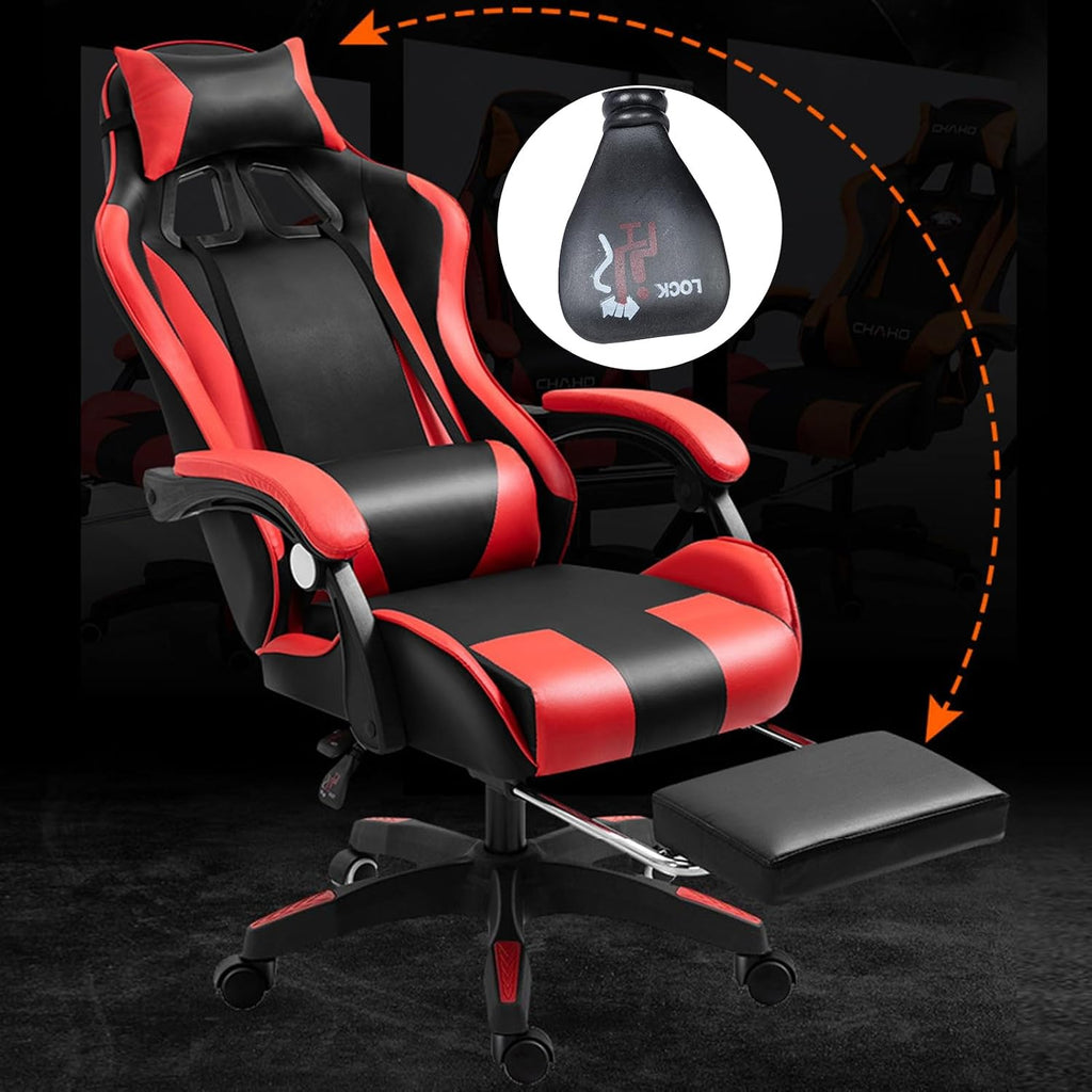 Talent Star Computer Gaming Chair,Video Game Chairs,Ergonomic Chair with Bluetooth-Compatible Speakers and RGB LED Lights Height Adjustable with Footrest and Lumbar Support for Office or Gaming Black