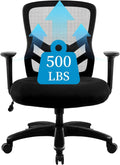 YFO Big and Tall Office Chair 500LBS - Computer Desk Chair with Adjustable Lumbar Support, Heavy Duty Ergonomic Mesh with 360 Rotation 4D Arm and Extra Wide Comfty Seat, Quiet Wheels for Adults, Black