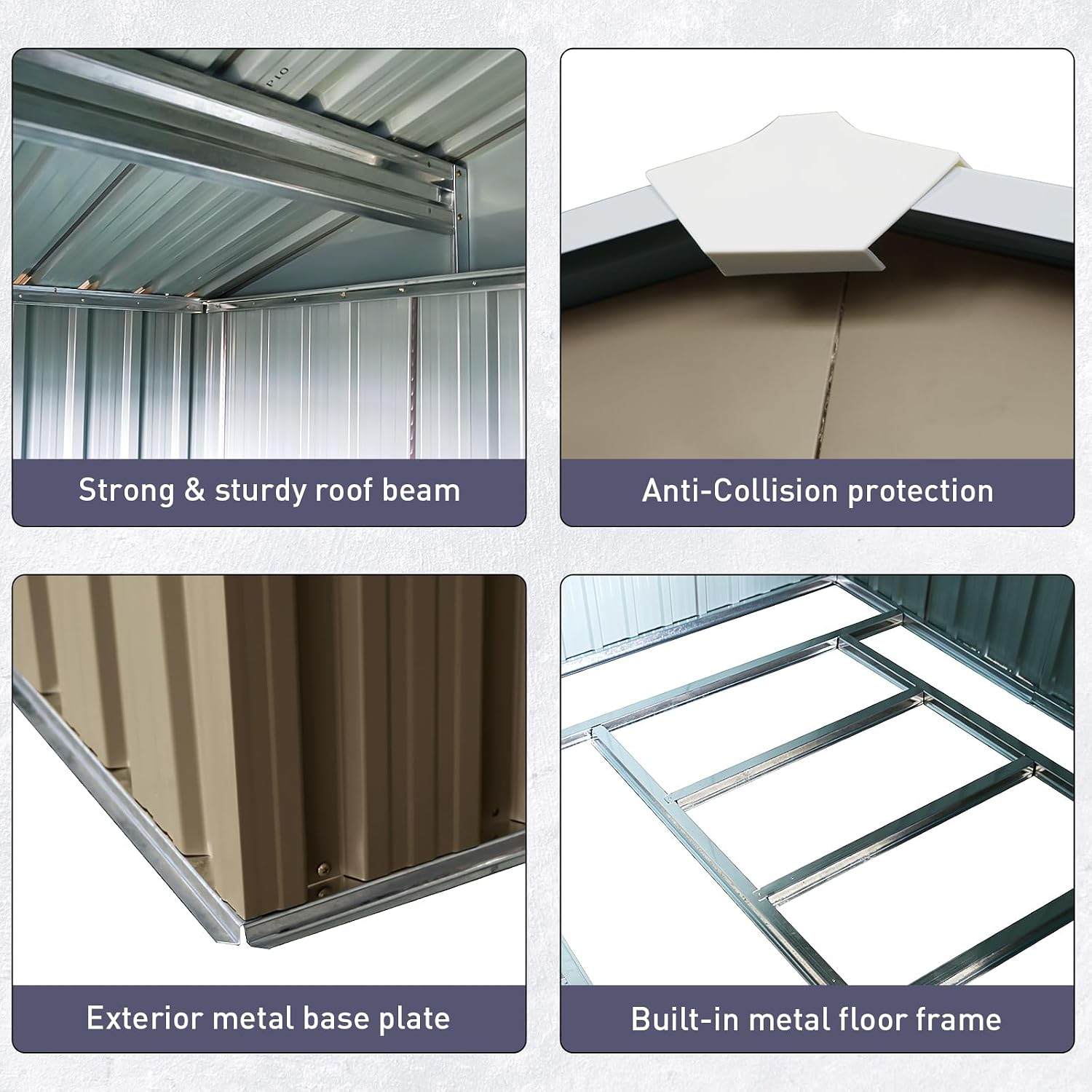 KEIKI 8x6 FT Outdoor Metal Storage Shed with Peaked Roof,Vents,Window and Metal Foundation for Garden Yard Lawn