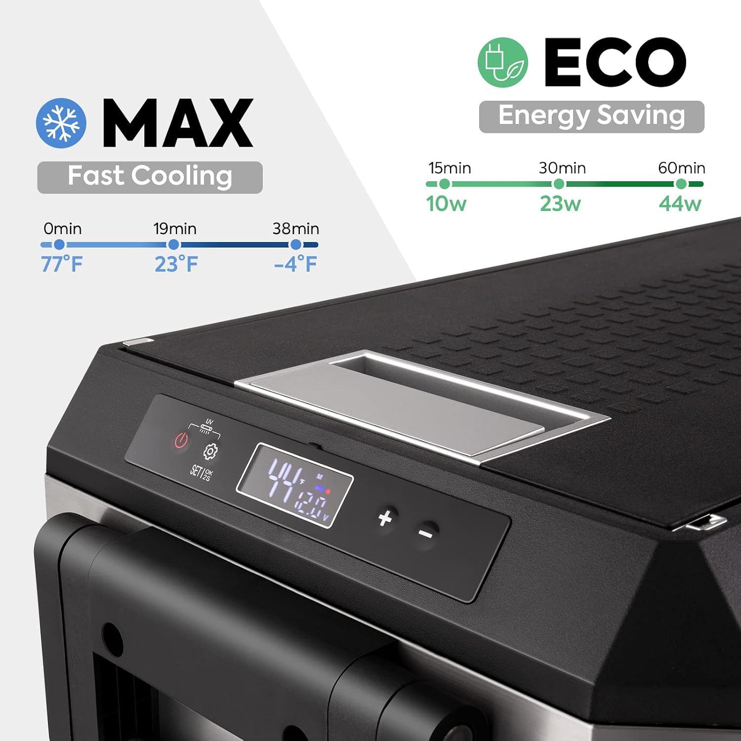 ICECO JP40 Pro 12 Volt Refrigerator with Wheels, Portable Car Fridge Powered by SECOP, 12V Freezer with Battery, -4℉～68℉, 40.7 Quart Electric Cooler with AC/DC, for Travel, Camping, Outdoor