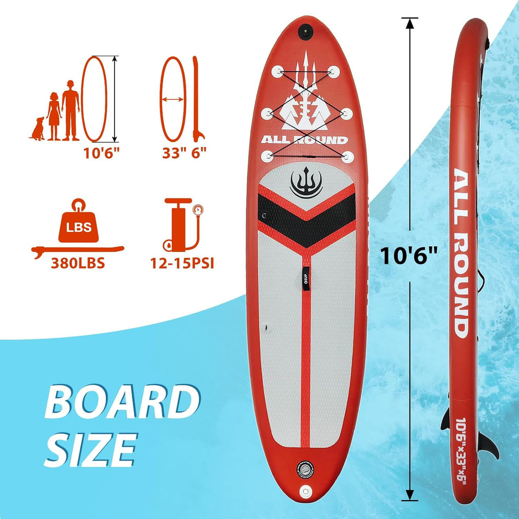 GarveeLife Inflatable Stand Up Paddle Board,10 ft 6 in Upgrade Version Blow Up Paddle Boards for Adults with Free Premium Sup Accessories & Backpack, Adjustable Paddle, Fins, Hand Pump