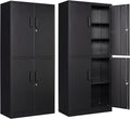 Letaya Metal Storage Cabinet with Lock Door, Adjustable Shelf Steel Cabinets for Office, Home,Pantry,Kitchen,Garage Utility Cabinet (4 Door-Black)