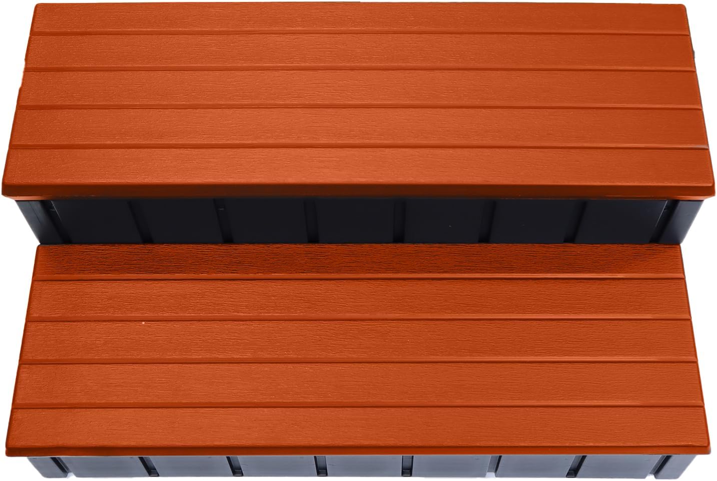 Confer Plastics Two Tier 36' Wide Storage Hot Tub Step: Durable, Multi-Functional, Non-Skid Spa Steps, Easy Installation, Sturdy, Long Lasting Upgrade to Your Space. Proudly Made in USA. - Redwood