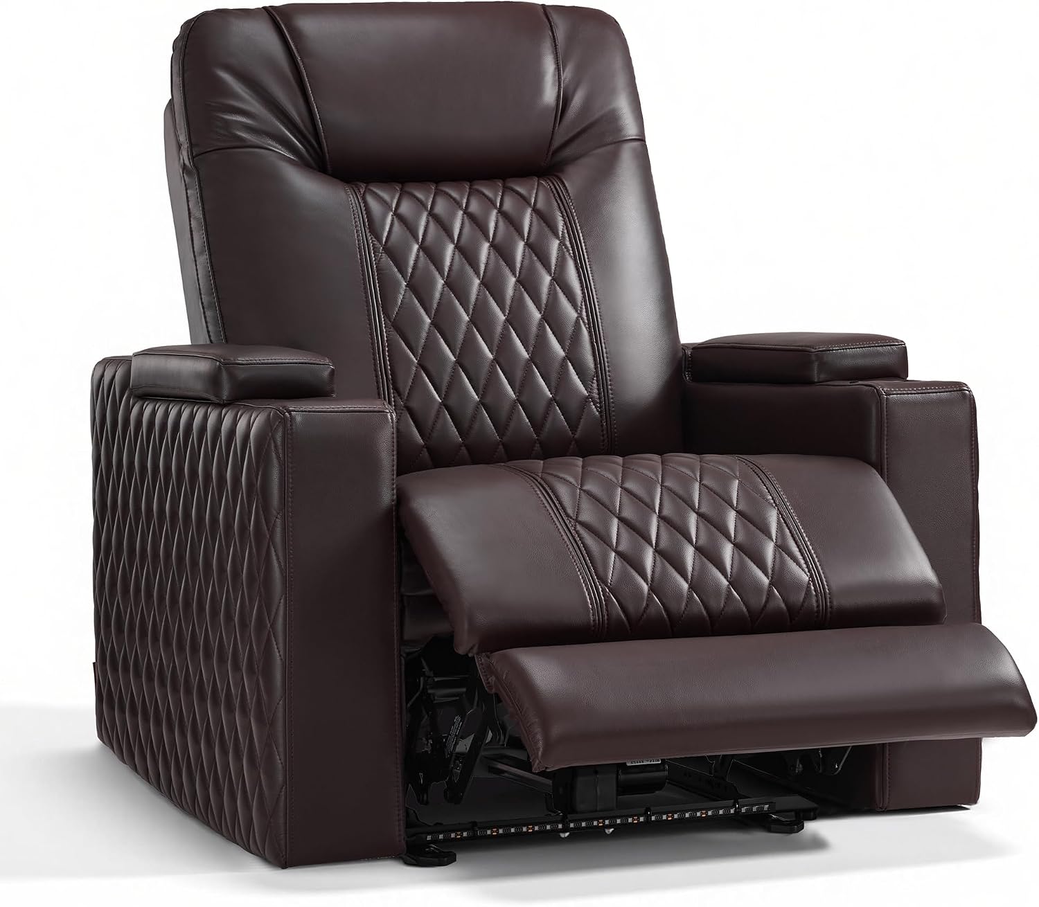 MCombo Oversized Power Recliner Chair with Adjustable Headrest & LED Light for Adults, Zero Gravity Recliner with USB & Type C Ports, Cup Holders for Living Room & Home Theater, Faux Leather HTS401