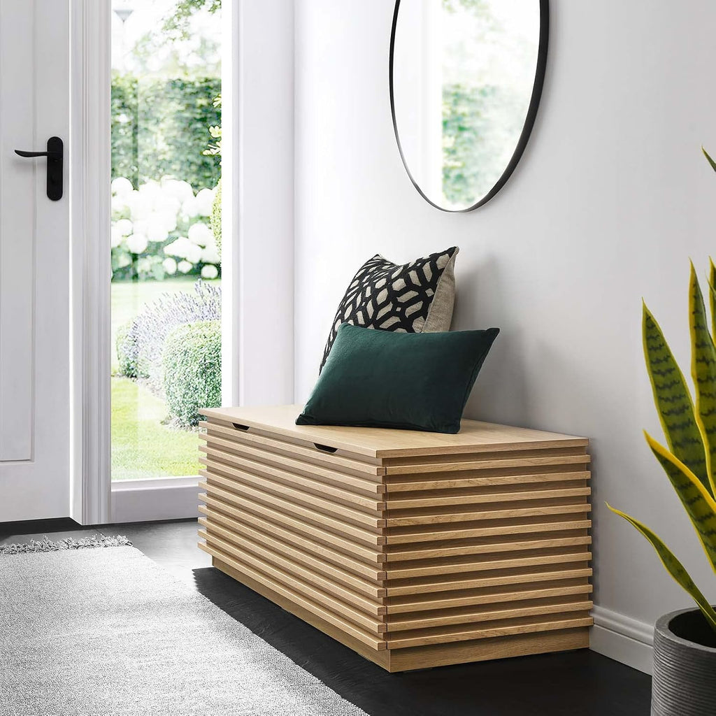 Modway Render 47' Wood Grain Storage Bench in Oak