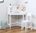 HYGRAD BUILT TO SURVIVE Wooden Study Desk Chair Set for Kids, Writing Desk with Storage Cabinet – Computer and Gaming Workstation Table with Drawers for Bedroom, Study Room, Homeschool (White/Square)