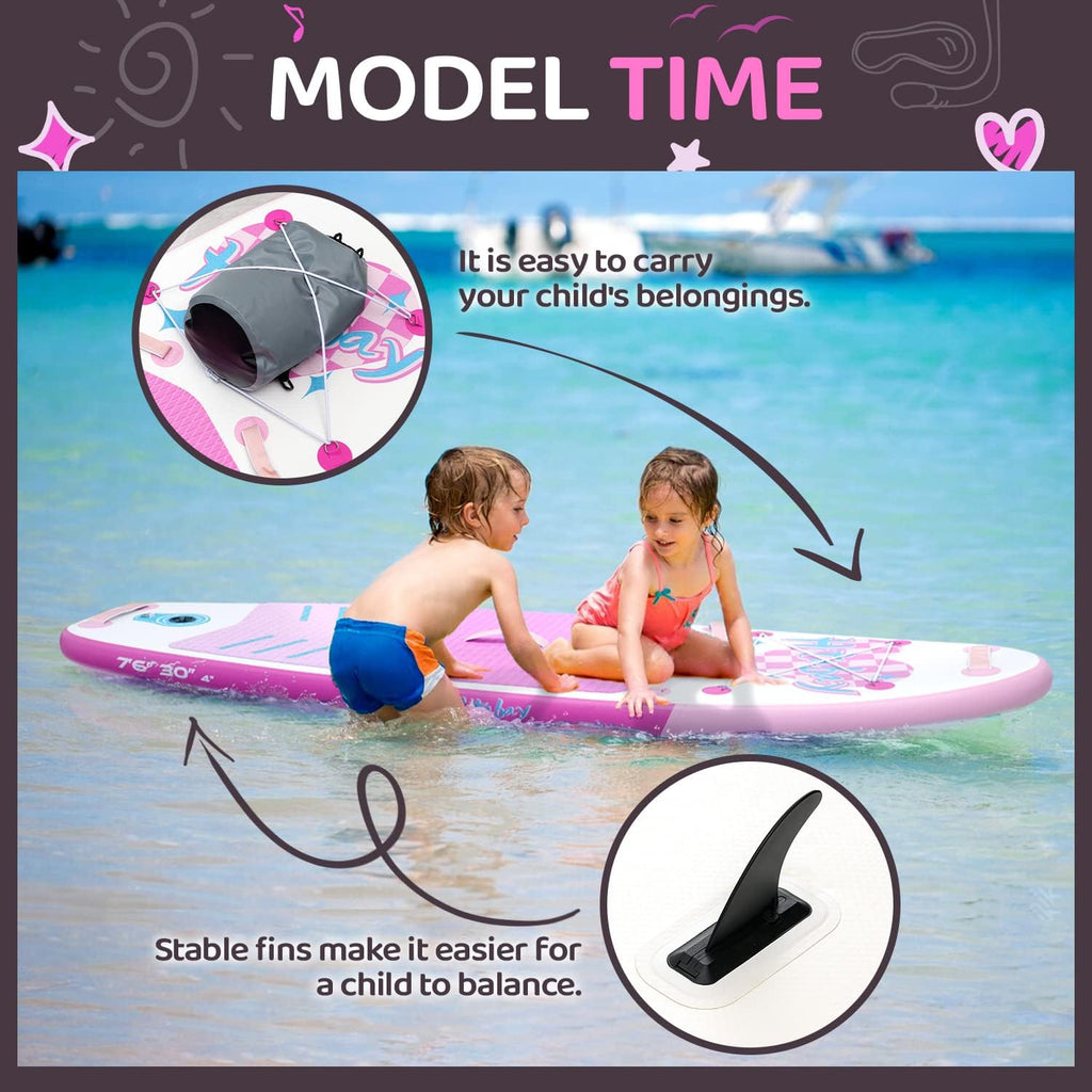 Kids Paddle Board with SUP Accessories, Child Paddle Board Durable, Lightweight, Stable Design, Wide Non-Slip Deck, 7ft 7.6ft 8ft 9.6ft Inflatable Paddle Boards for Kids & Youth