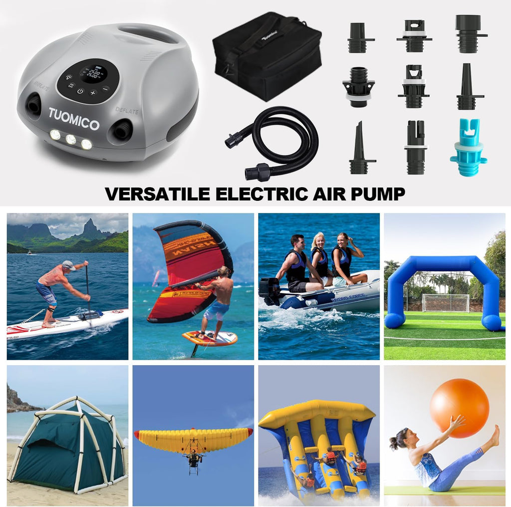 25PSI Paddle Board Pump Electric Portable Sup Air Pump-14.8V Rechargeable Battery Powered, 4 Mins Blow up, Auto-Off for Inflatable Paddleboard Kayak Boat Kite Wing