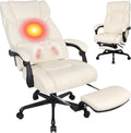 3D Kneading Massage Office Chair with Heat, 500 lbs Big and Tall Executive Computer Desk Recliner, Leather Electric Heated Office Chairs with Massage & Footrest