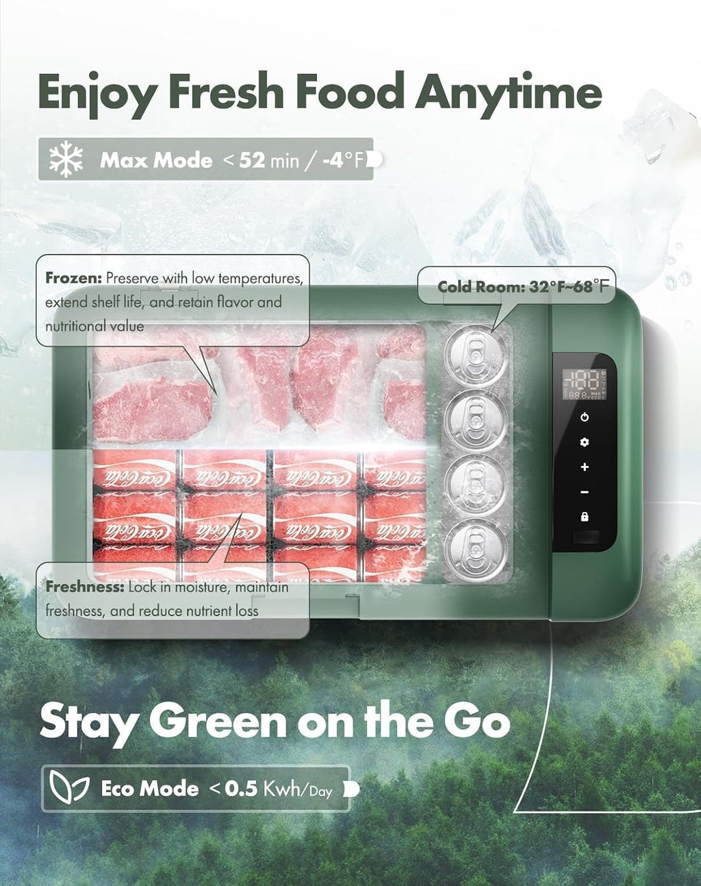 A-Premium 12 Volt Refrigerator 37QT/34.9L Portable Car Fridge Cooler, -4°F~68°F Portable Freezer Fast Cooling with 12/24V DC & 110/240V AC for Truck Outdoor Camping RV Roadtrips and Home Party Use