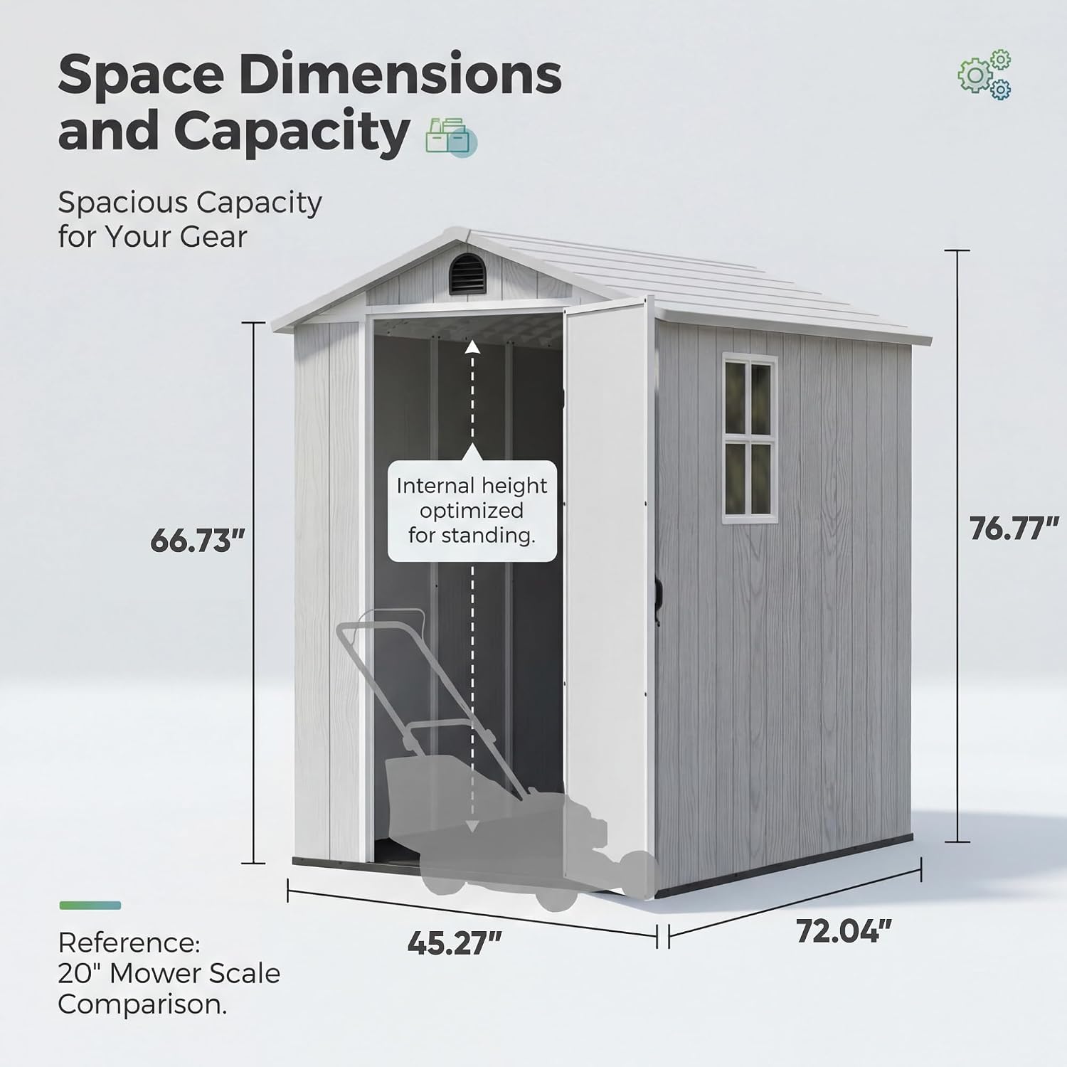 Devoko 4×6 FT Resin Storage Sheds with Floor, Plastic Outdoor Garden Shed with Windows and Lockable Doors, Waterproof Outside Tool Sheds for Patio Backyard Lawn, Light Gray