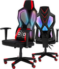 Frassie Gaming Chair with RGB LED Lights, Video Game Chair Ergonomic Computer Gamer Chair with Massage Lumbar Support (Red)