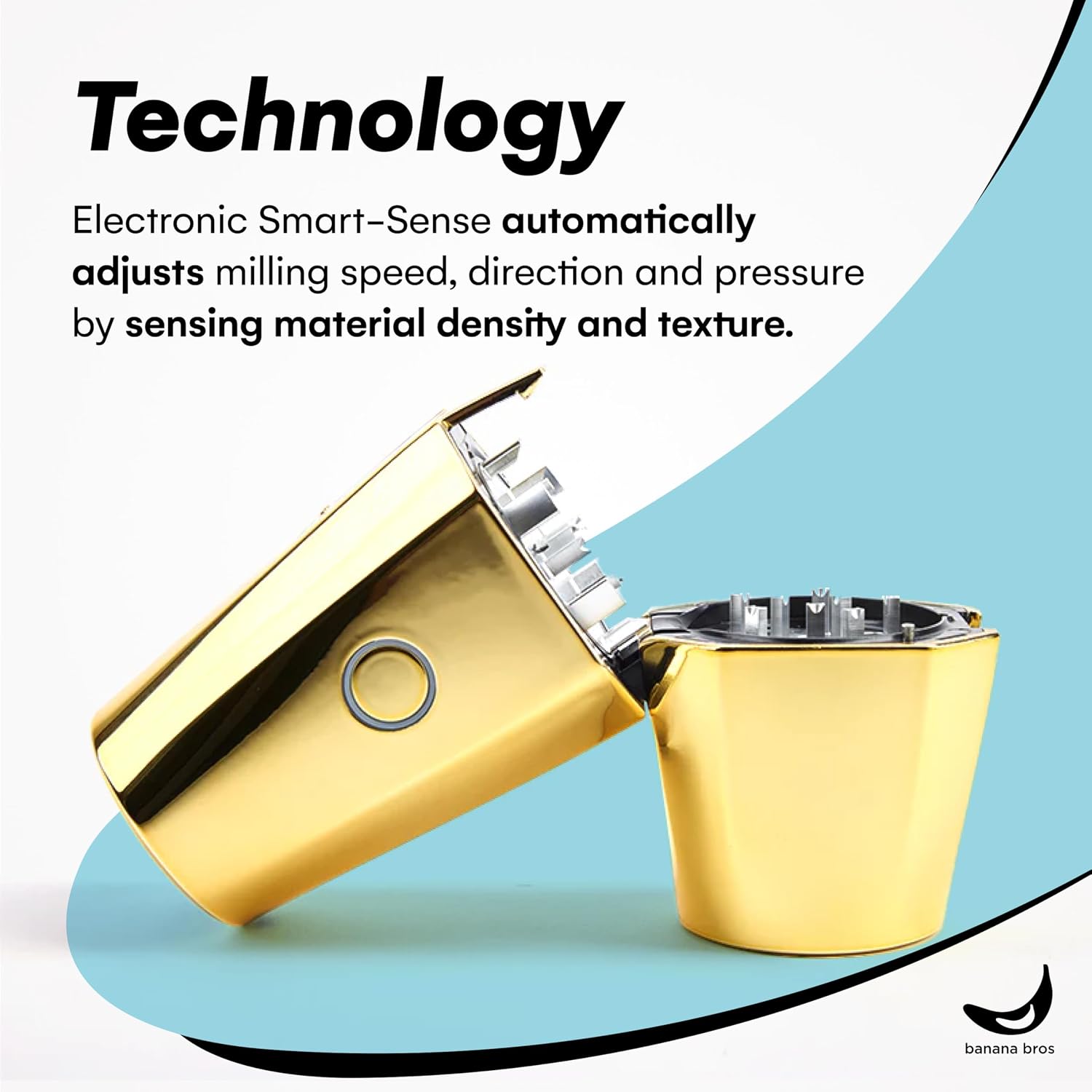 Banana Bros OTTO Electric Smart Spice Grinder - Automatic Herb Grinder with Smart Technology - Rechargeable via USB - Portable Milling for Dry Herbs and Spices - Gold - No Carrying Case