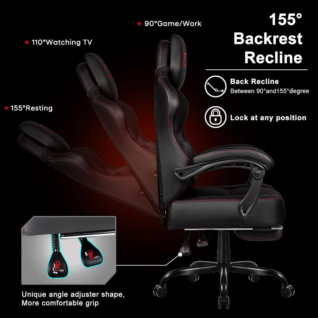 VITESSE Big and Tall Gaming Chair 400lb Weight Capacity with Footrest, Ergonomic Video Game Chair for Adults with Oversized Headrest and Lumbar Pillow, Computer Chair Gaming for Office