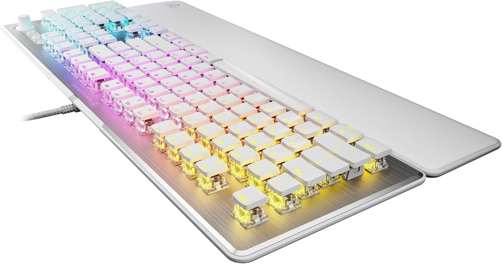 Turtle Beach Vulcan II Max – Optical-Mechanical PC Gaming Keyboard, Customizable RGB Illuminated Keys and Palm Rest, Smart Keys, Titan II Smooth Linear Switches, 200M Keystroke Durability – White