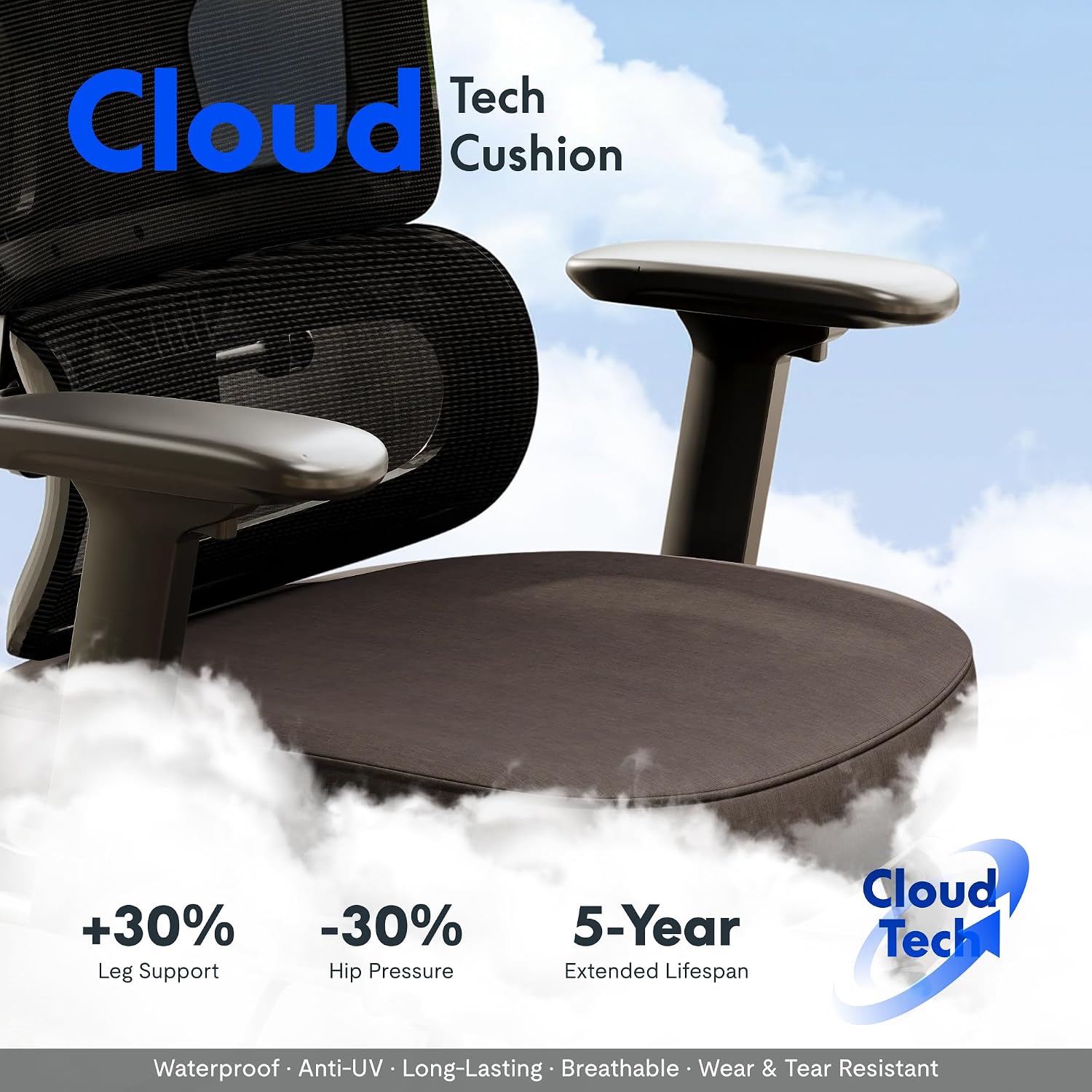 FLEXISPOT ErgoX Premium Ergonomic Office Chair with Footrest- Adjustable 3D Armrests, Dynamic Lumbar Support, Recline & Tilt Function, Mesh Seat, for Home & Office Use,Black Foam
