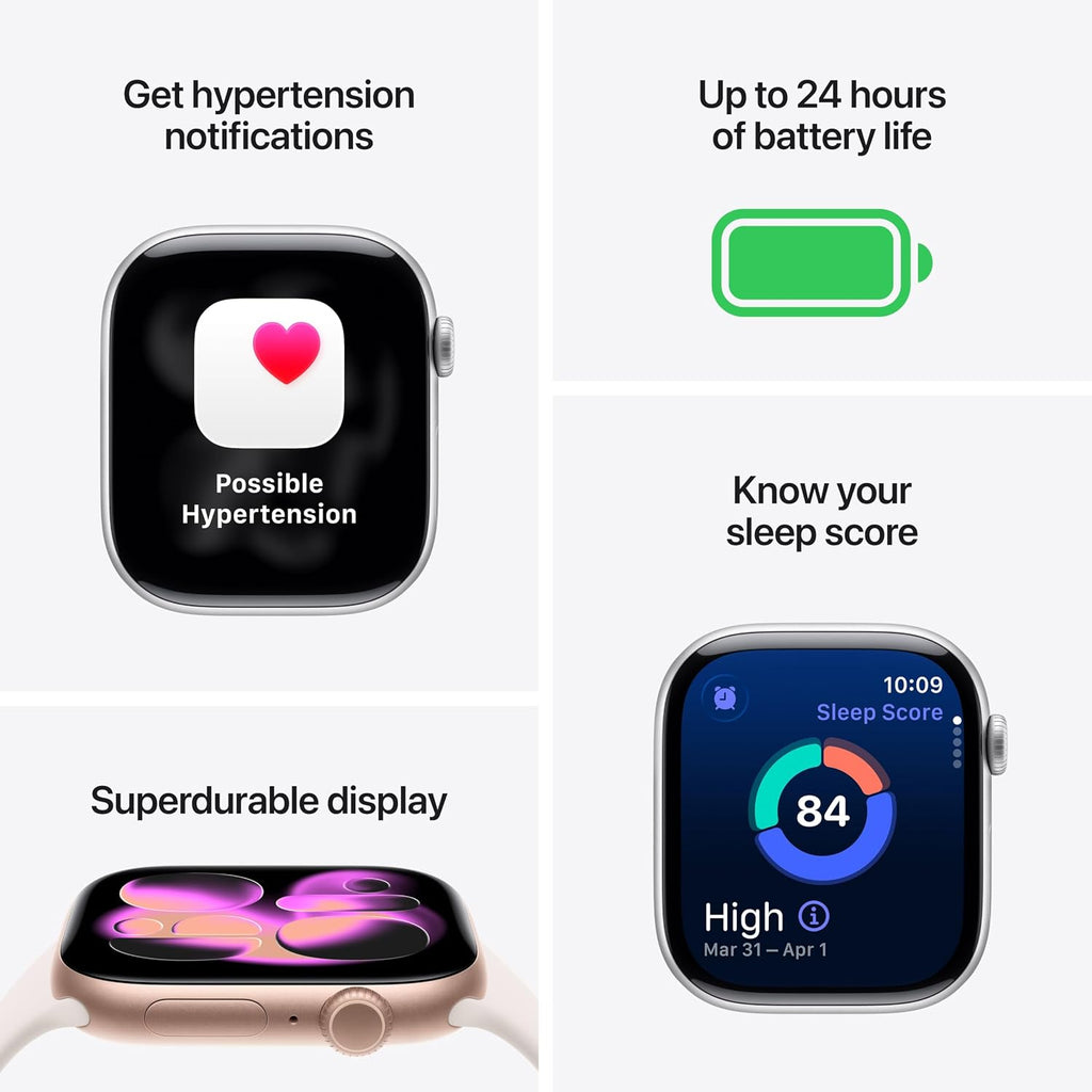 Apple Watch Series 11 [GPS 42mm] Smartwatch with Jet Black Aluminium Case with Black Sport Band - S/M. Sleep Score, Fitness Tracker, Health Monitoring with AppleCare+ (2 Years)