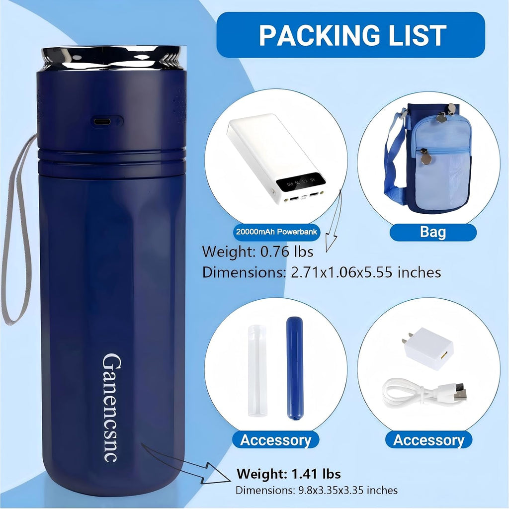 Electric Insulin Cooler Travel Case ，USB Type-C Smart Cooling, 20000mAh Power Bank ，Large Capacity Medication Cooler，Medical Cooler for Travel （Blue,inclued 20000mAh Power Bank ）