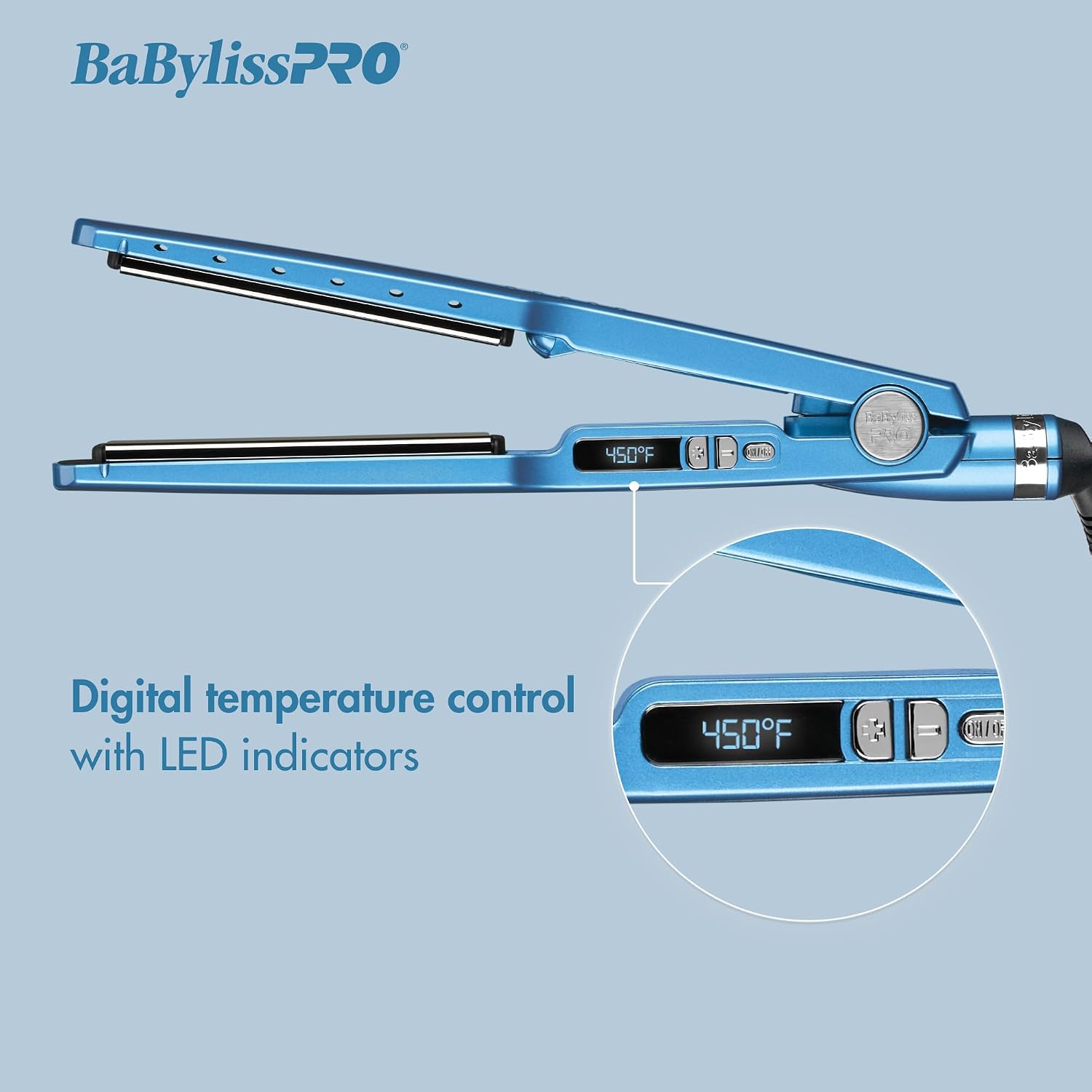BabylissPRO Nano Titanium Ionic Hair Straightener, Professional Flat Iron for All Hair Types