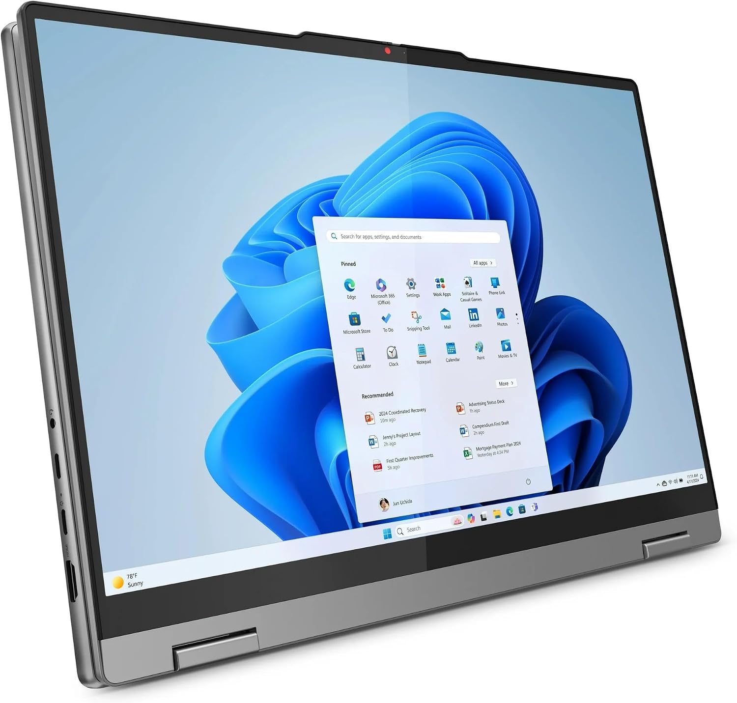 Lenovo IdeaPad 5 2-in-1 with AMD Ryzen 7 8845HS Processor, 16' WUXGA Touchscreen Display, 16GB LPDDR5X RAM, 2TB SSD, Backlit KB, Wi-Fi6, FP Reader, Windows 11, Luna Grey, w/2TB USB Drive, W/GaLiMu