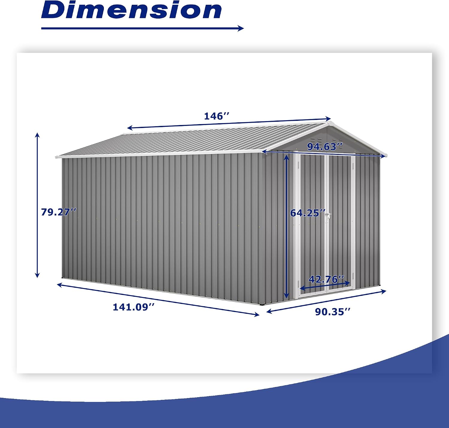 C Garden Sheds, 8 x 12 ft, Gray