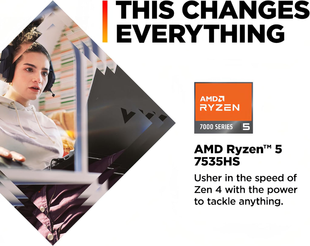 HP Victus 15.6' FHD 144Hz Gaming Laptop, AMD Ryzen 5-7535HS, AMD Radeon RX 6550M (Beats RTX 2050), Backlit Keyboard, Windows 11 Home, w/Mouse pad (32GB RAM |1TB PCIe SSD)