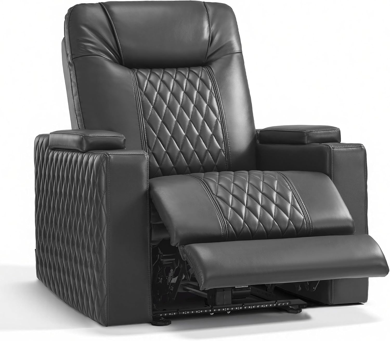 MCombo Oversized Power Recliner Chair with Adjustable Headrest & LED Light for Adults, Zero Gravity Recliner with USB & Type C Ports, Cup Holders for Living Room & Home Theater, Faux Leather HTS401