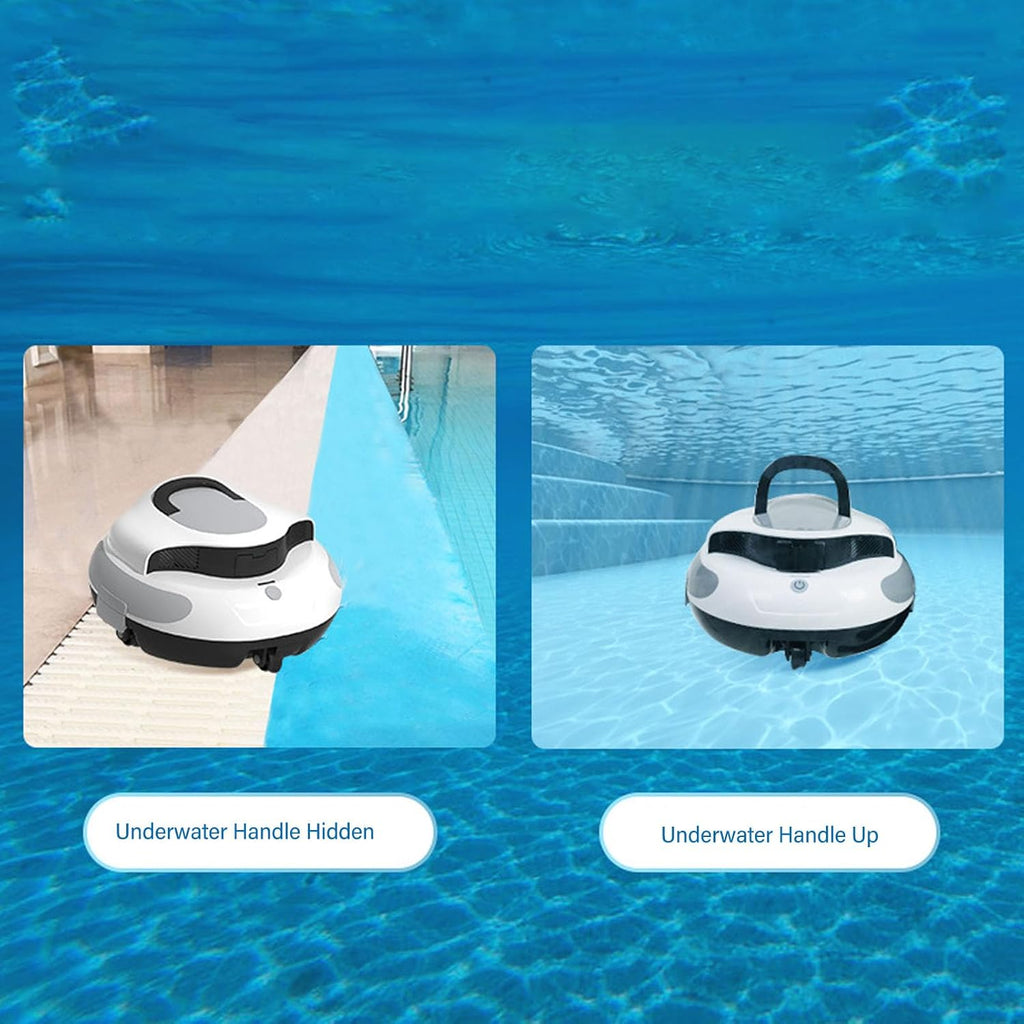 Robotic Pool Cleaner Cordless Pool Vacuum Cleaner Automatic Pool Cleaning Robot for Above Ground & Inground Pool (US Plug)