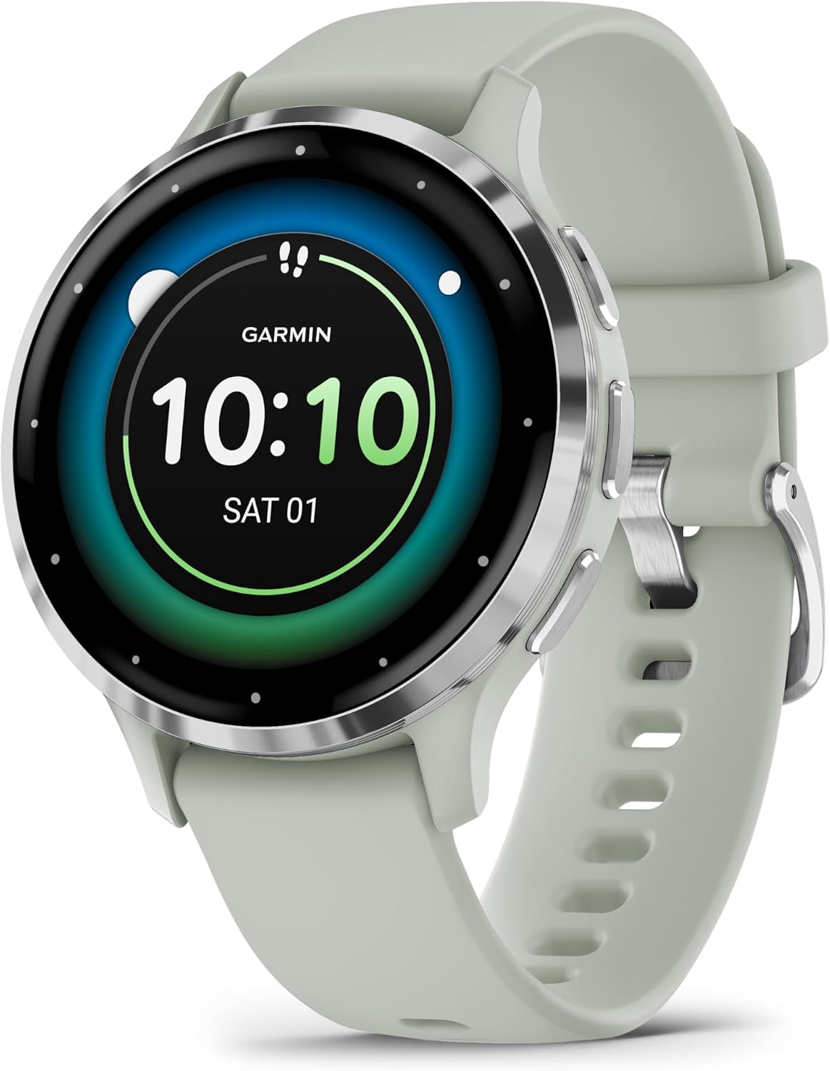 Garmin Venu 3S Advanced Fitness and Health Tracker Smart Watch Silver Stainless Steel Bezel with 41MM Sage Gray Case and Silicone Band 1.2 Inch AMOLED Display Bundle