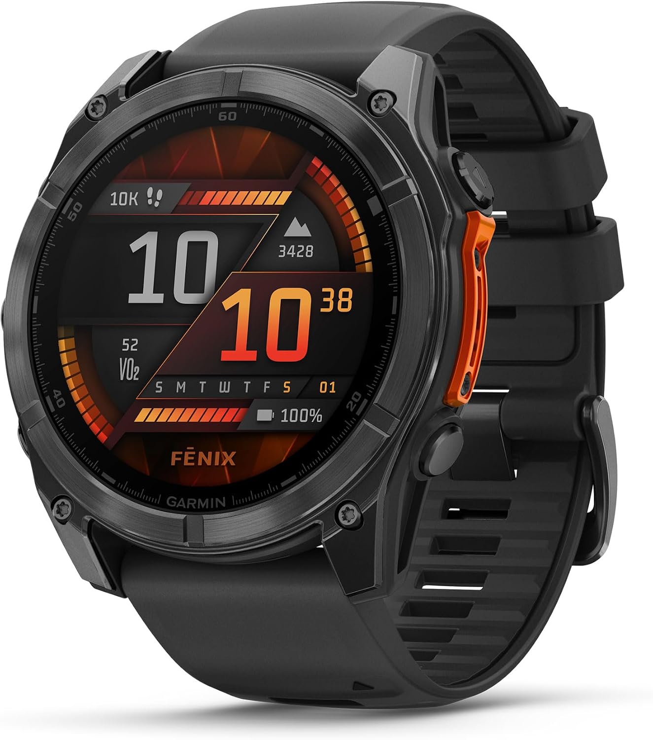 Garmin Fenix 8 Premium Multisport GPS Running Smartwatch, 51 mm | AMOLED, Dive-Rated, Built-in Flashlight | Slate Gray with Black Band with Signature Series Charging Stand