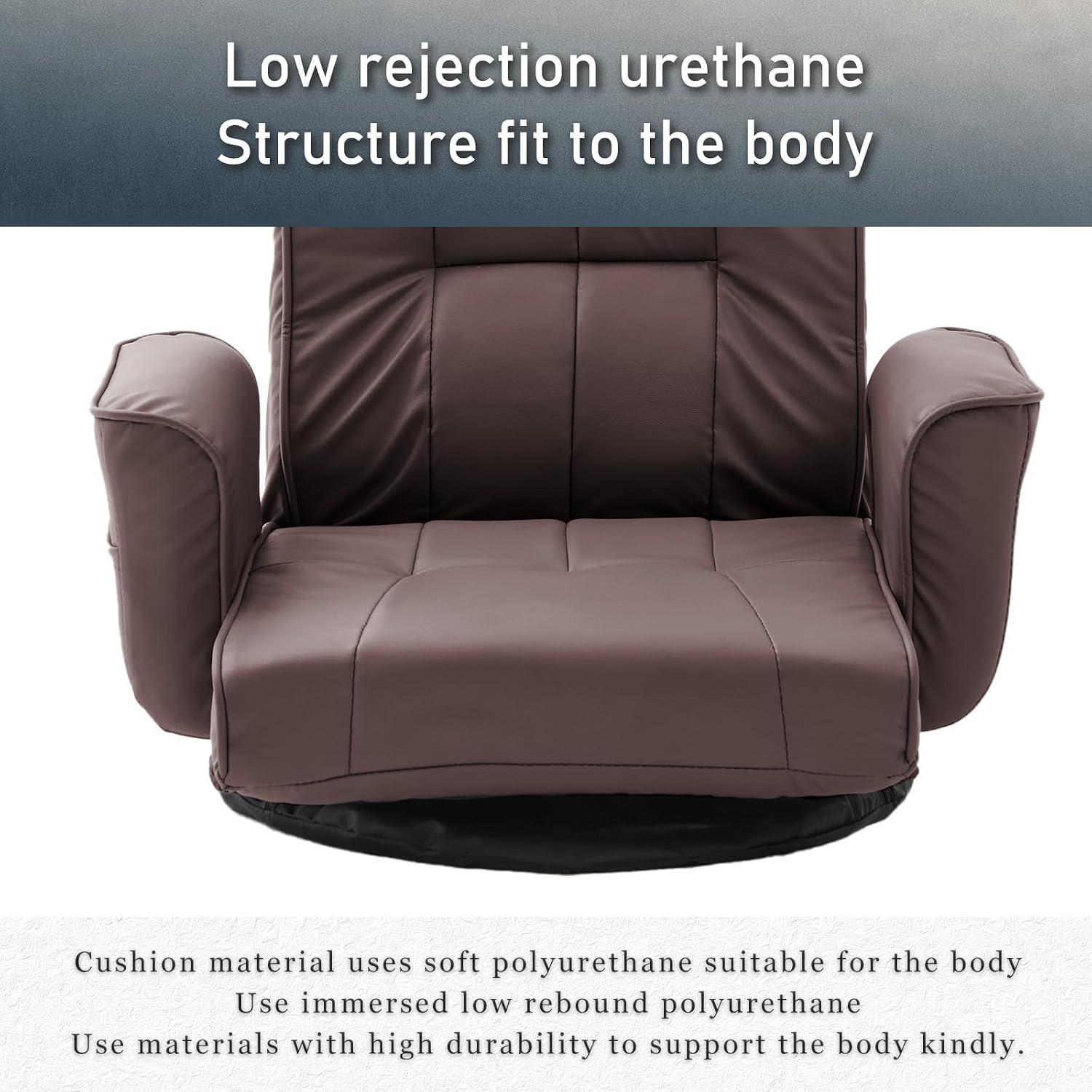 360 Degree Swivel Floor Chairs for Adults, Faux Leather Gaming Floor Chair with Back Support, 14 Angles Adjustable Comfortable Floor Lounge Chair Folding Video Game Chairs Office Bedroom