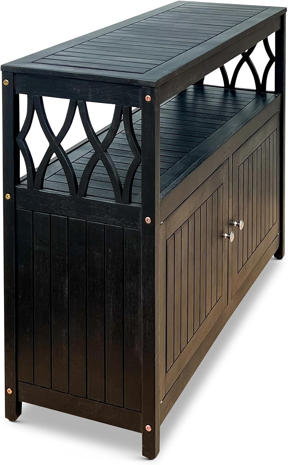 DTY Outdoor Living Longs Peak Eucalyptus Wood Sideboard Table, Outdoor Buffet Cabinet with Storage, Espresso Oil Weather-Resistant Finish