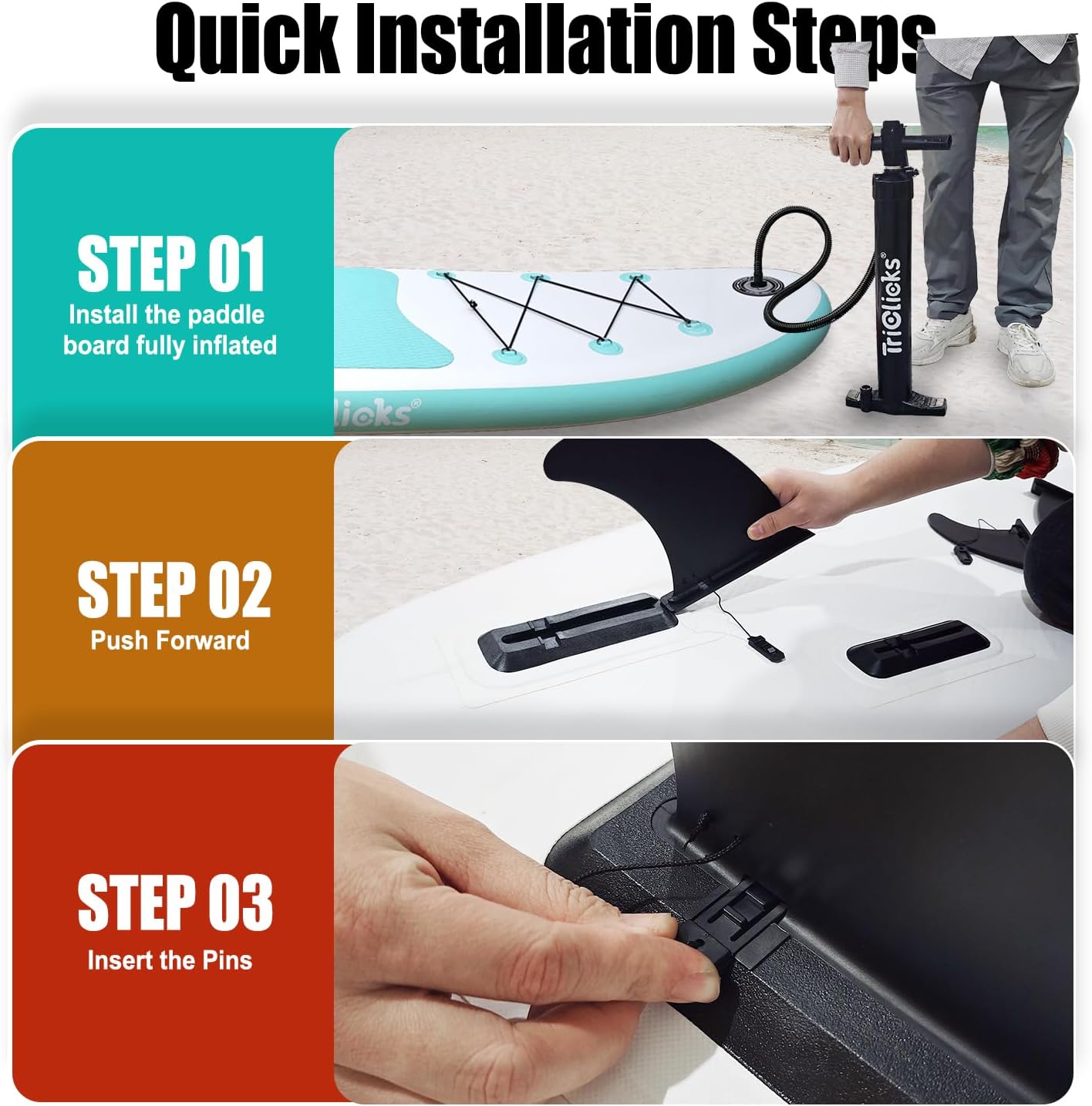 Triclicks Inflatable Stand Up Paddle Board 10ft Surfing Board Kit for Adults, Premium SUP Complete Kit with Adjustable Paddle Hand Pump Fin Leash Backpack