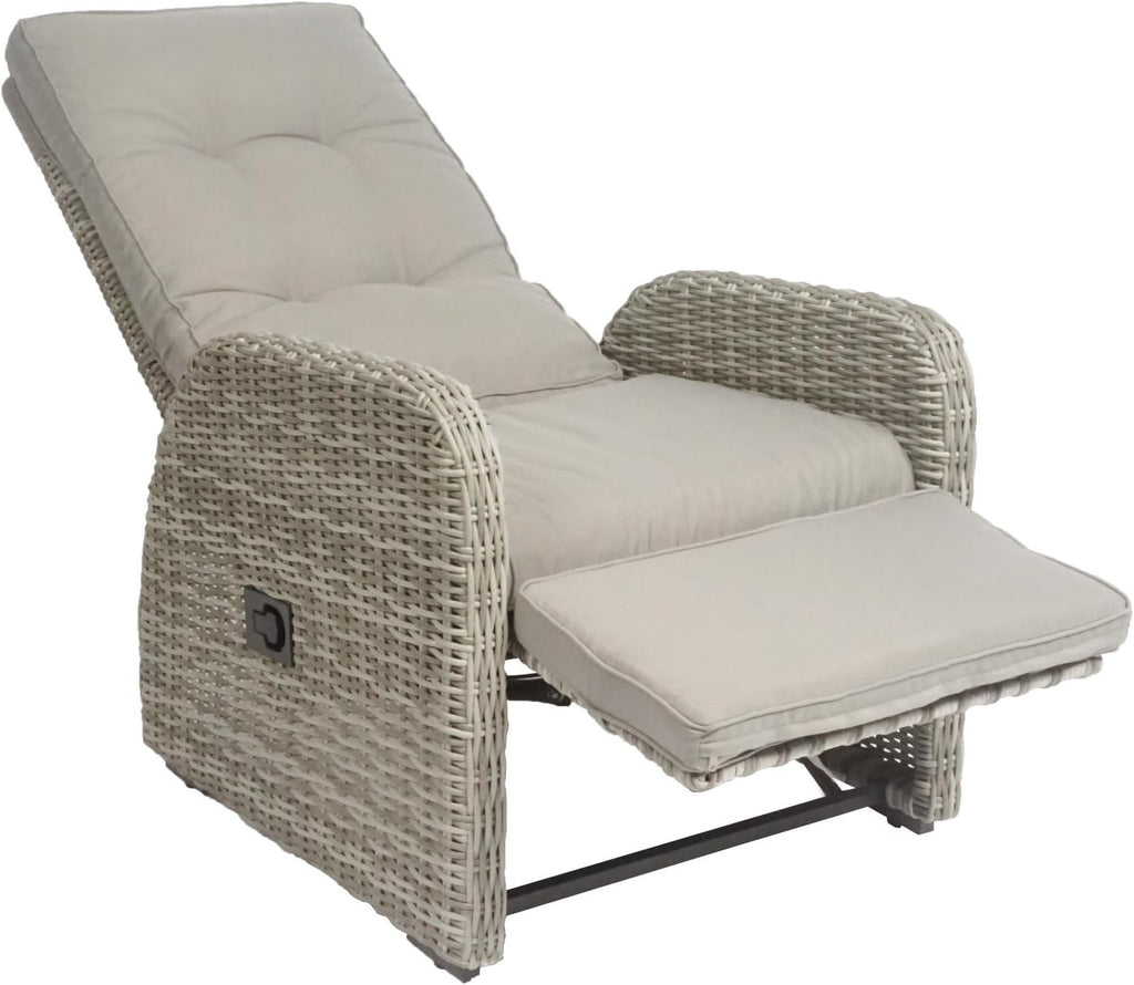 Elle Decor Vallauris Patio Outdoor Furniture Collection, Premium All Weather Wicker, 3 Piece Reclining Set, Gray