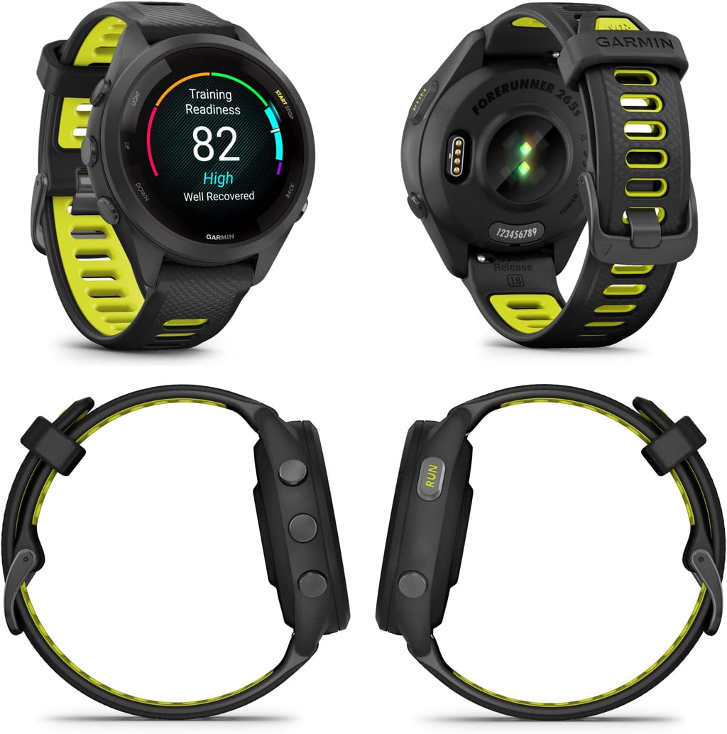 Garmin Forerunner 265S Music GPS Running 42 mm Smartwatch, Black with AMOLED 1.1in Touchscreen Display Black Earbuds Bundle, Black +Blk EarBuds