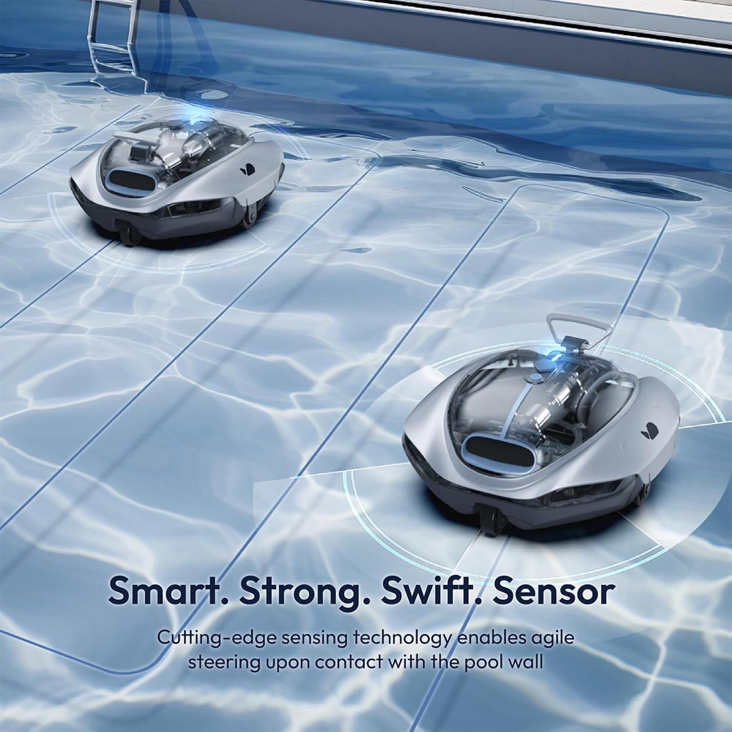 BUBLUE Bubot 300P Robotic Pool Cleaner, Cordless Pool Vacuum with Industry Leading Suction Power, Bluehole Tech, DirtLock Tech, Smart Sensor for Above-Ground Flat Pools up to 850 Sq.Ft, Silver