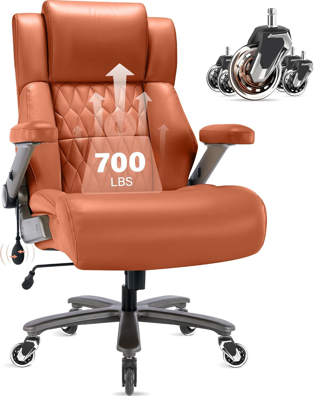 Big and Tall 700lbs Office Chair - Adjustable Lumbar Support 3D Flip Arms Heavy Duty Metal Base&Wheels, High Back Large Executive Computer Desk Chair, Thick Padded Ergonomic Design for Back Pain