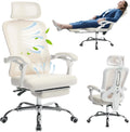 Mesh Ergonomic Office Chair with Footrest, Home Office Computer Desk Chair with Adjustable Headrest and Backrest, Comfortable Lumbar Support, Executive Desk Chair with Wheels 360 Swivel, Beige