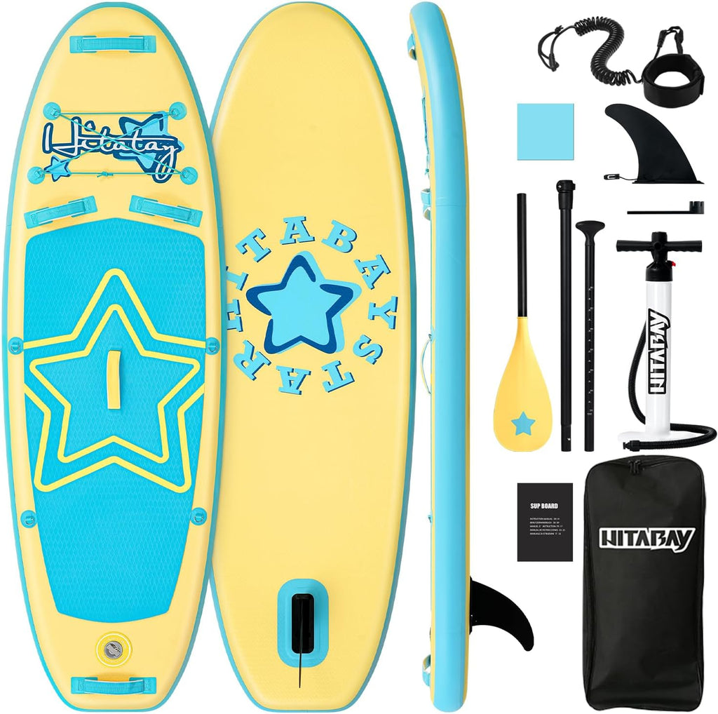 Kids Paddle Board with SUP Accessories, Child Paddle Board Durable, Lightweight, Stable Design, Wide Non-Slip Deck, 7ft 7.6ft 8ft 9.6ft Inflatable Paddle Boards for Kids & Youth
