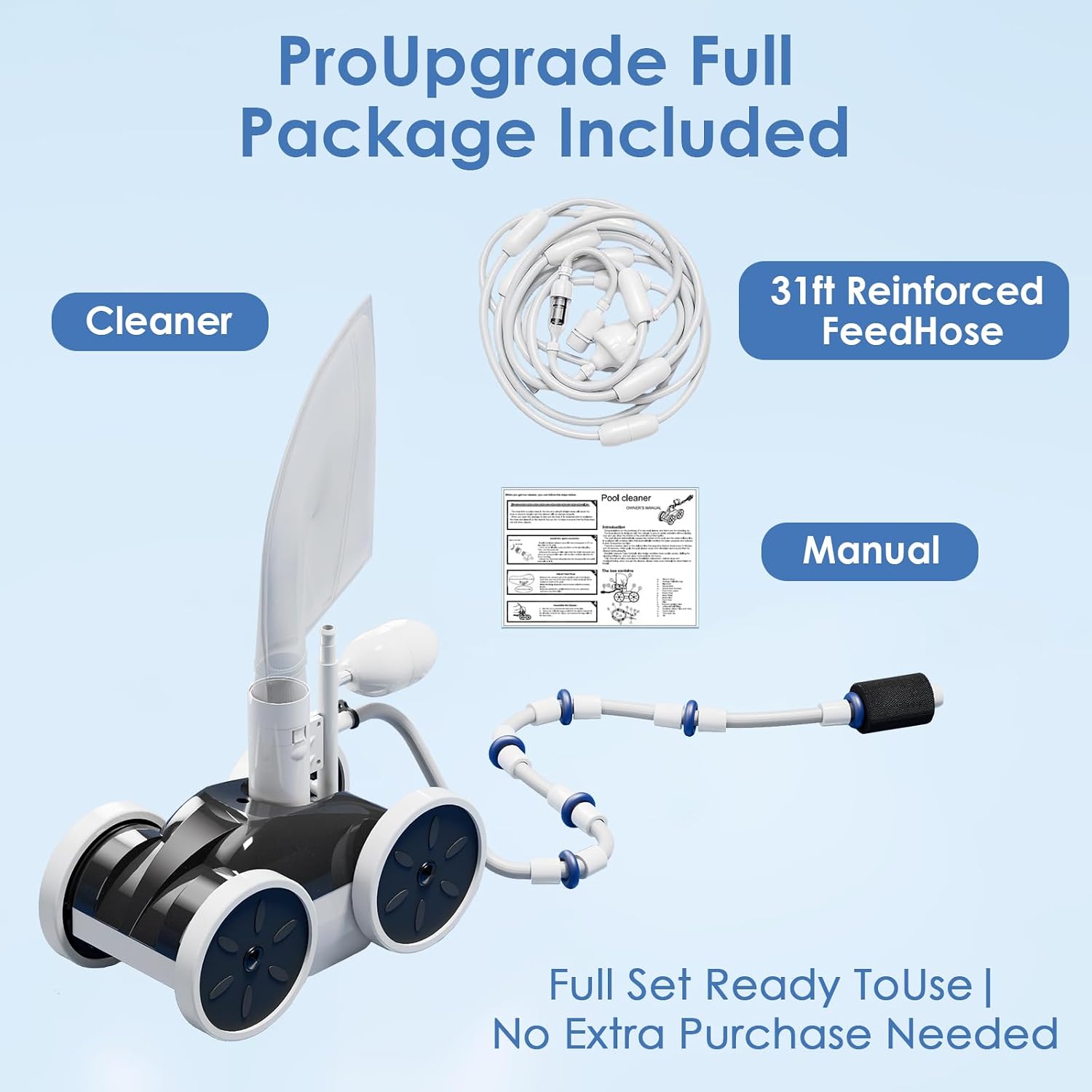 Pool Pressure Side Sweeper: Professional Solution for Cleaning Your Swimming Pool (Four Wheels Better Than Three)