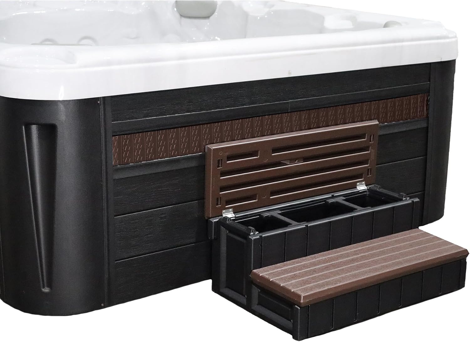 Confer Plastics Storage Step for Spas and Hot Tubs: Durable, Multi-Functional, and Made in The USA - Espresso