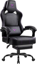 Waleaf Big and Tall Gaming Chair for Adults with Footrest, 400lbs Weight Capacity Video Game Chairs for Office, Ergonomic Computer Gaming Chair with Lumbar Support and Headrest (Purple)