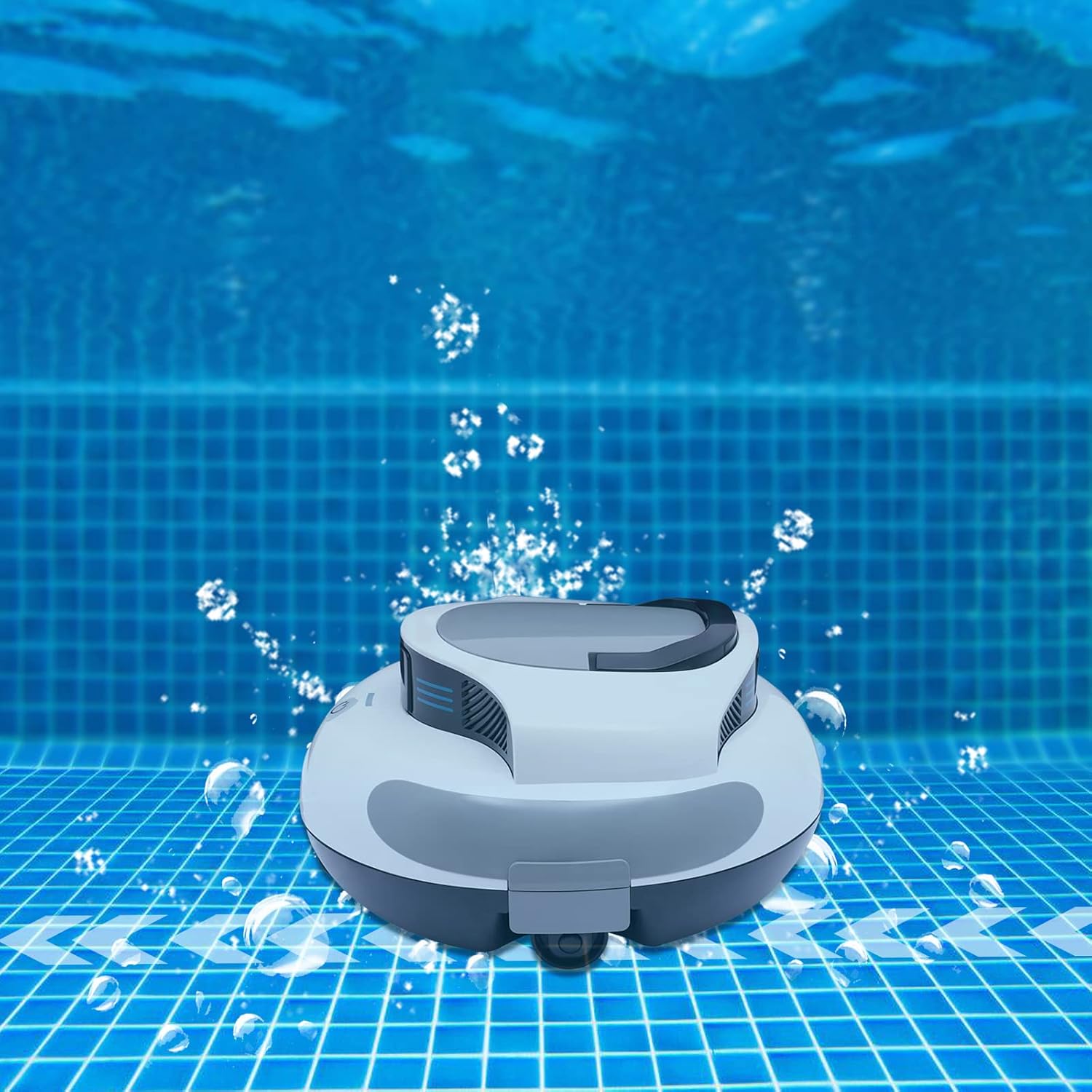 Automatic Cordless Pool Vacuum, Dual-Drive Smart Robotic Pool Cleaner for Inground & Above Ground Pools up to 807Sq.Ft, Self-Parking, IPX8 Waterproof, Strong Suction, Lasts 75Mins