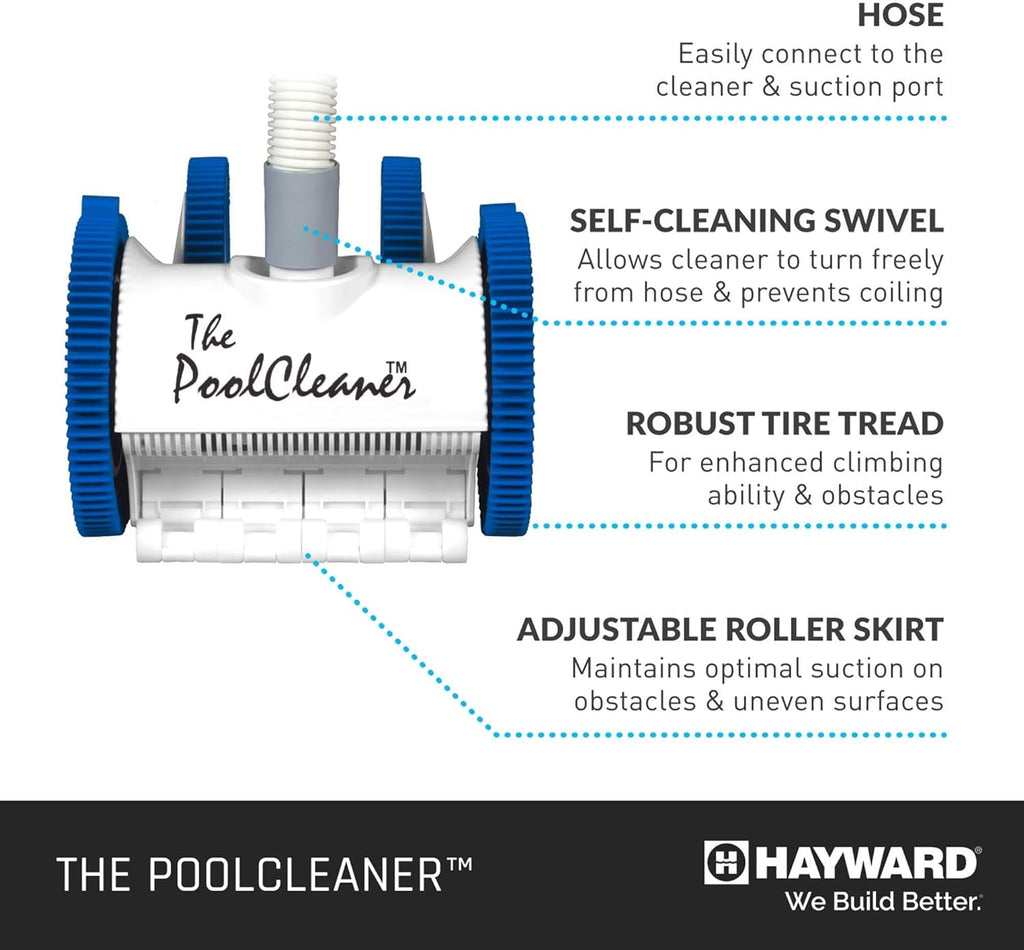 Hayward Pool Vacuum for Inground Pools Poolvergnuegen Suction Pool Cleaner (4 Wheel) Automatic Vacuum for In-Ground Pools up to 20 x 40 ft