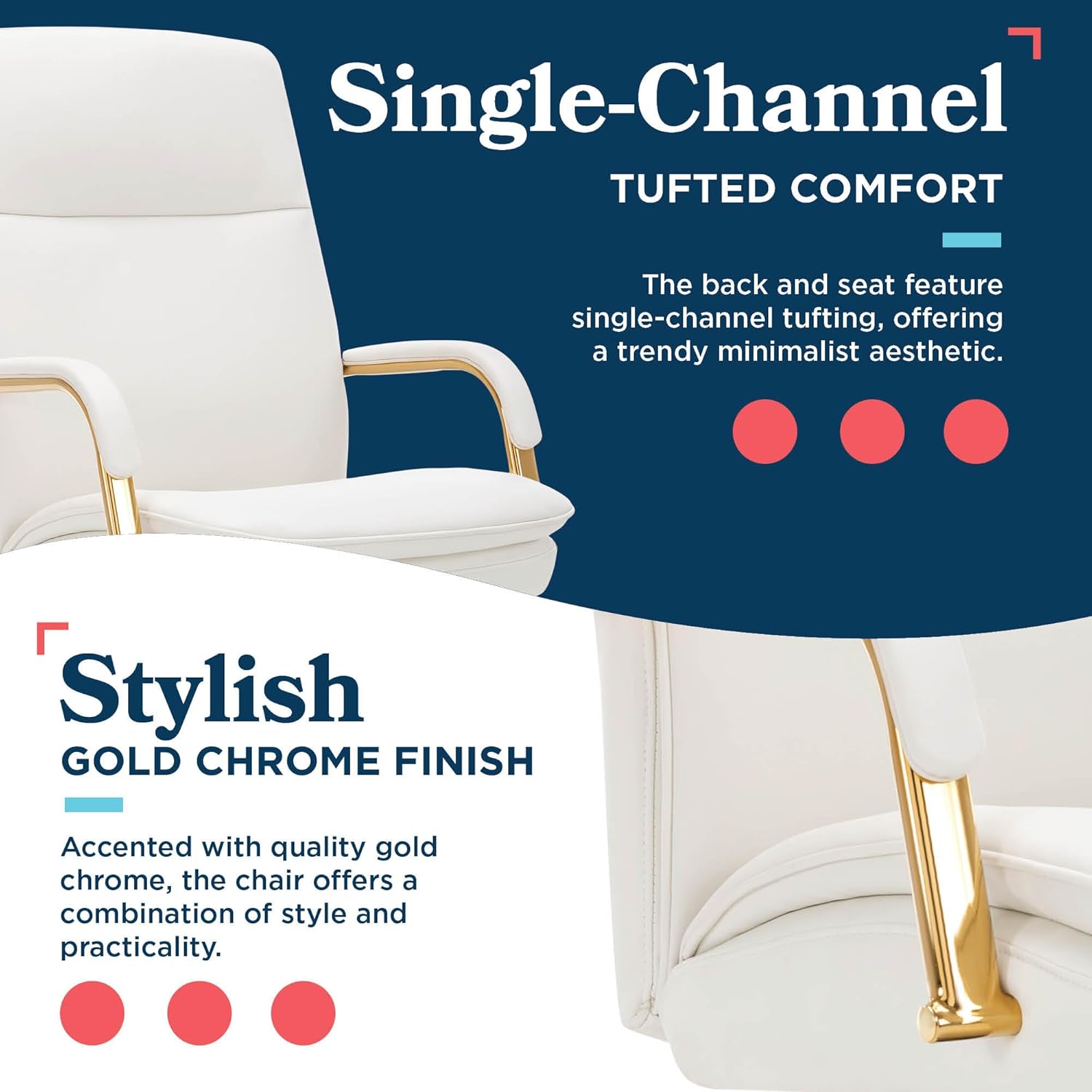 La-Z-Boy Opus Ergonomic Bonded Leather Swivel Executive Chair, White and Gold (CCHR10015A)