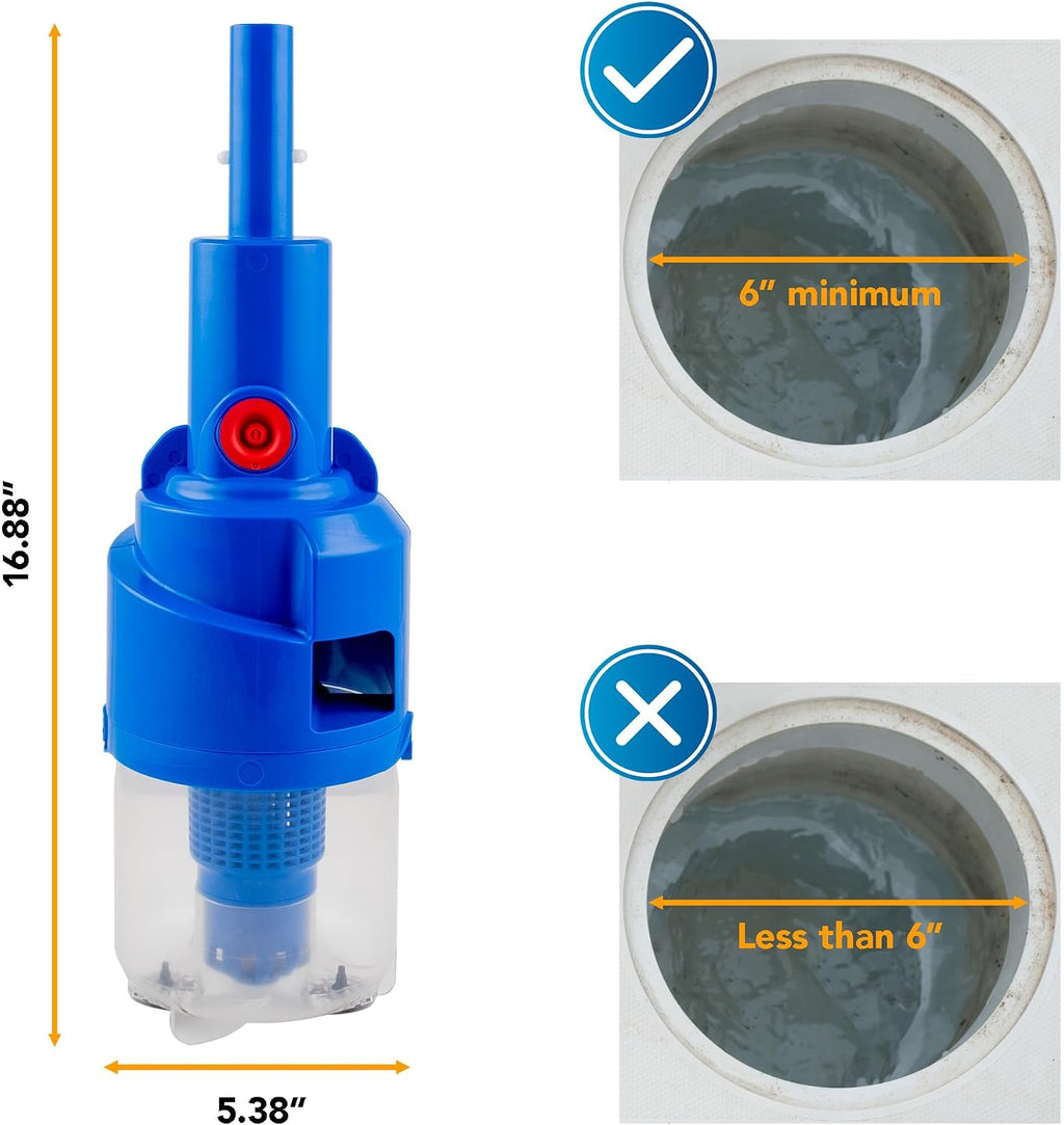 POOL BLASTER Dynamo Pool Skimmer Basket Vacuum – Cordless, Hands-Free Swimming Pool Skimmer Cleaner, No Bending Over or Touching Debris – Battery-Powered Vac Compatible with Most Baskets